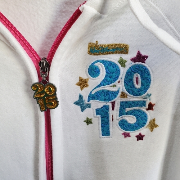 Like New Walt Disney World 2015 Mickey & Pals Jacket Zip White Hoodie Size XL - Picture 4 of 12